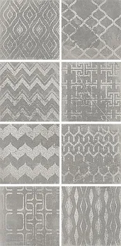 Настенная плитка CUADRADO GLAM Grey (8 дизайнов) матовый 23.5х23.5