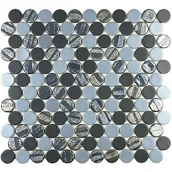 (Vidrepur) Мозаика Circle Aqua Black Mix (на сетке) 30.6x31.4