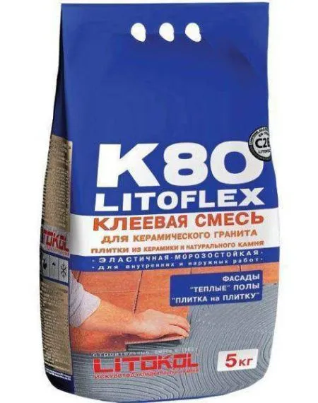 Клей Litoflex K80 серый (5кг) (изображение)